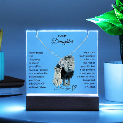 Daughter Lion Acrylic Love Knot Dad- Night Light