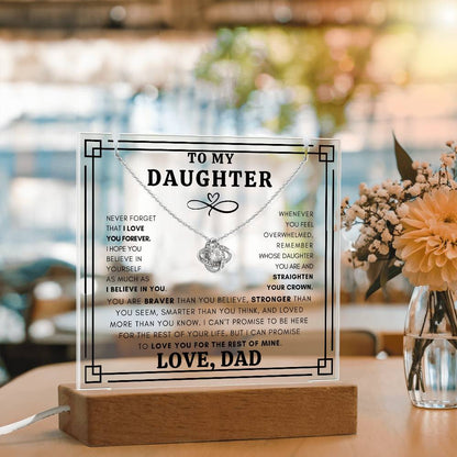 Never Forget Daughter Acrylic Love Knot Necklace