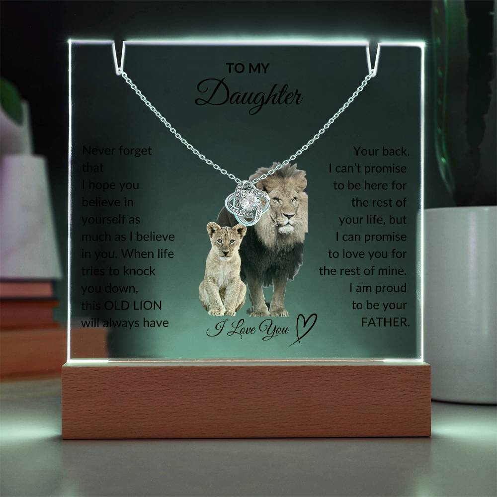 Daughter Lion Acrylic Love Knot Dad- Night Light