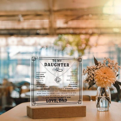 Never Forget Daughter Acrylic Love Knot Necklace