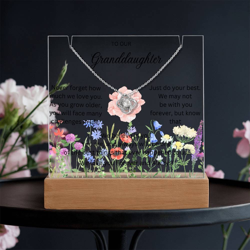 Granddaughter Acrylic Love Knot necklace-Wildflowers