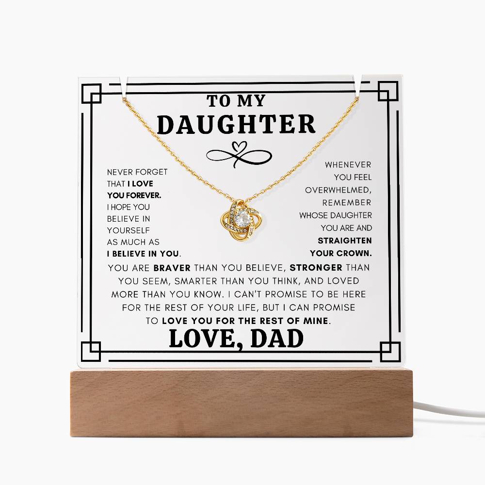 Never Forget Daughter Acrylic Love Knot Necklace