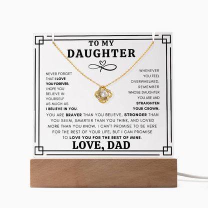 Never Forget Daughter Acrylic Love Knot Necklace