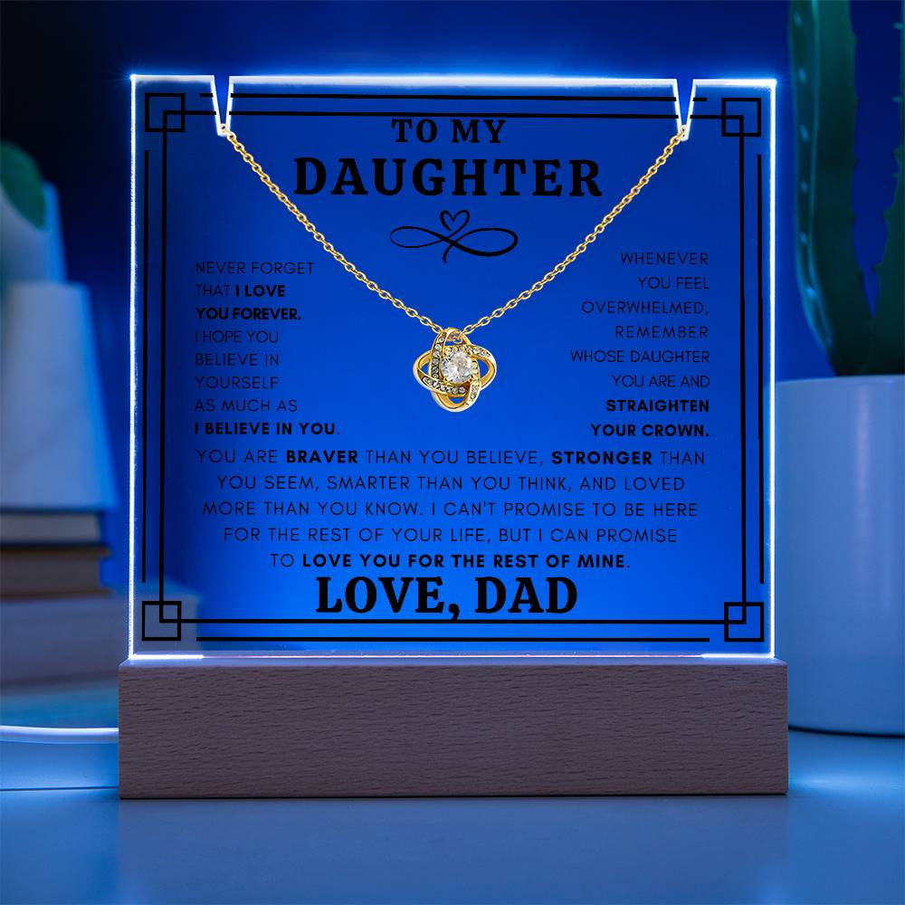 Never Forget Daughter Acrylic Love Knot Necklace