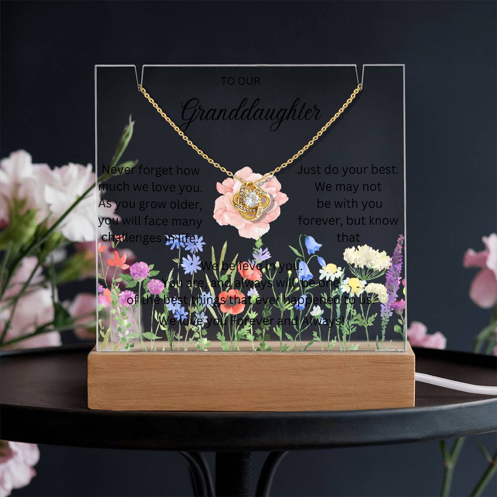 Granddaughter Acrylic Love Knot necklace-Wildflowers