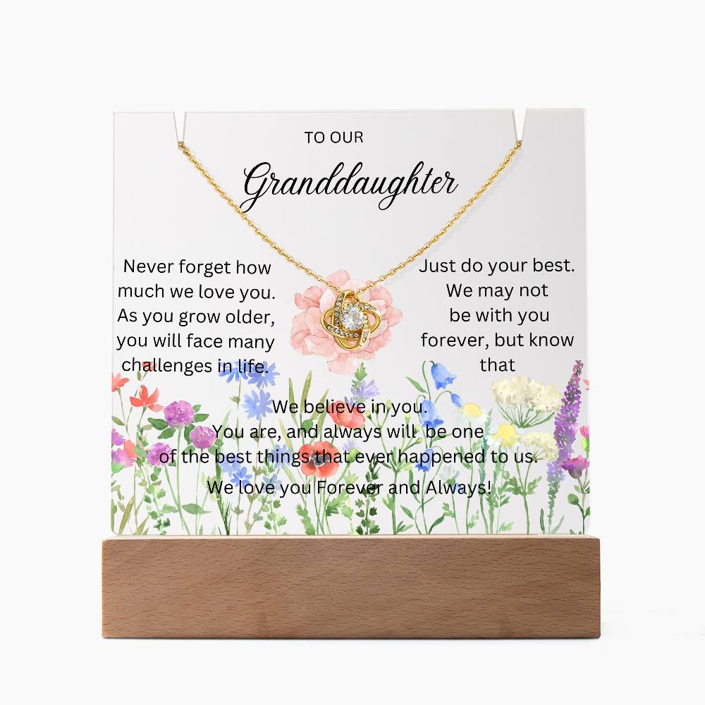 Granddaughter Acrylic Love Knot necklace-Wildflowers