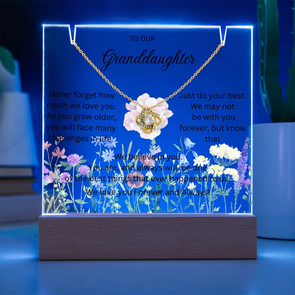 Granddaughter Acrylic Love Knot necklace-Wildflowers