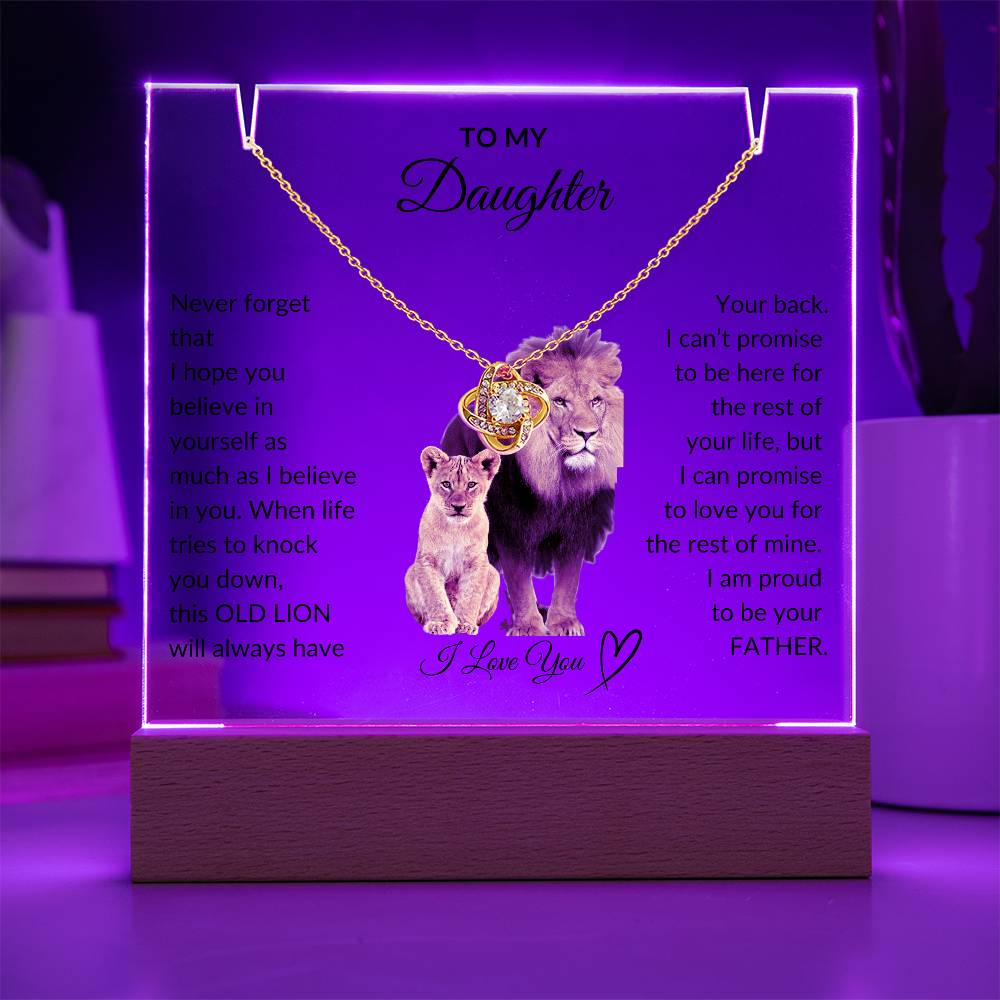 Daughter Lion Acrylic Love Knot Dad- Night Light