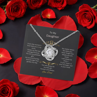To My Daughter – Forever Love Knot Necklace in Rose Gift Box