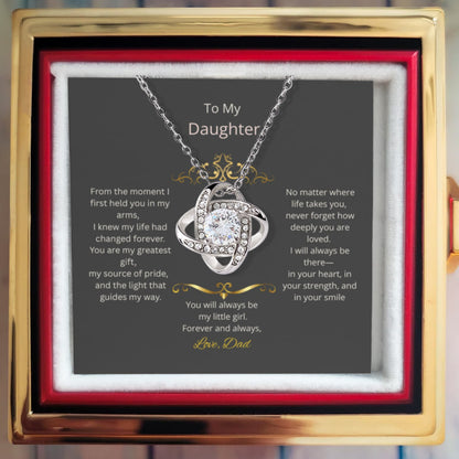 To My Daughter – Forever Love Knot Necklace in Rose Gift Box
