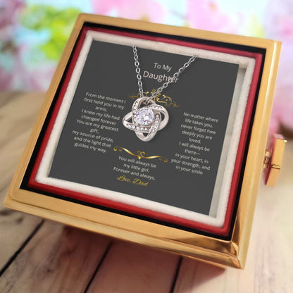 To My Daughter – Forever Love Knot Necklace in Rose Gift Box