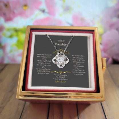 To My Daughter – Forever Love Knot Necklace in Rose Gift Box
