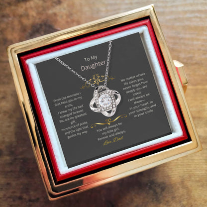 To My Daughter – Forever Love Knot Necklace in Rose Gift Box