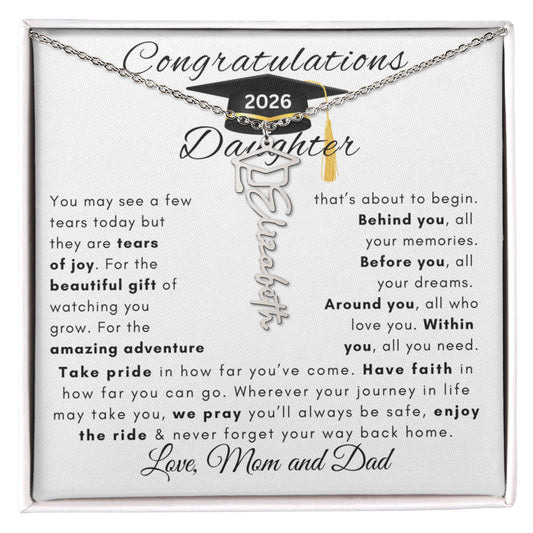Personalized Graduation Necklace-Mom and Dad