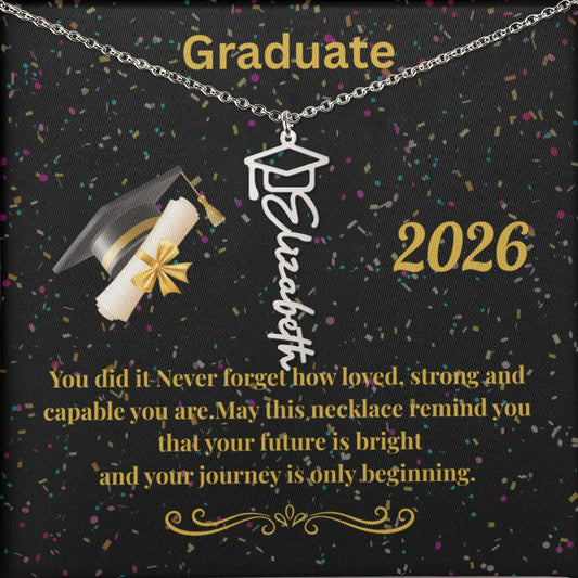 Graduate Personalized Name Necklace with Confetti