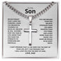 Son From Dad Never Forget- Artisan Cross Cuban Link Chain