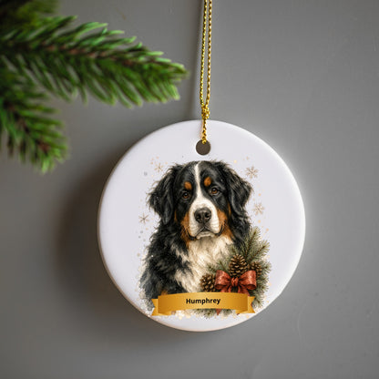 Personalized Winter Wonder Dog Christmas Ceramic Ornament