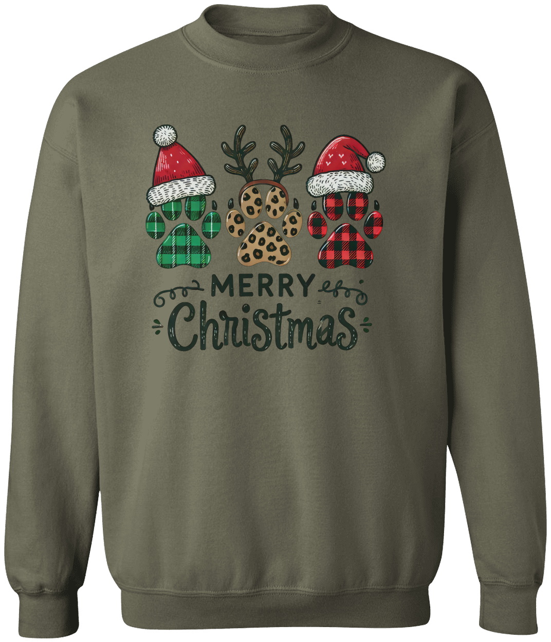 Merry Christmas Paws- Sweatshirt/T-Shirt Adult