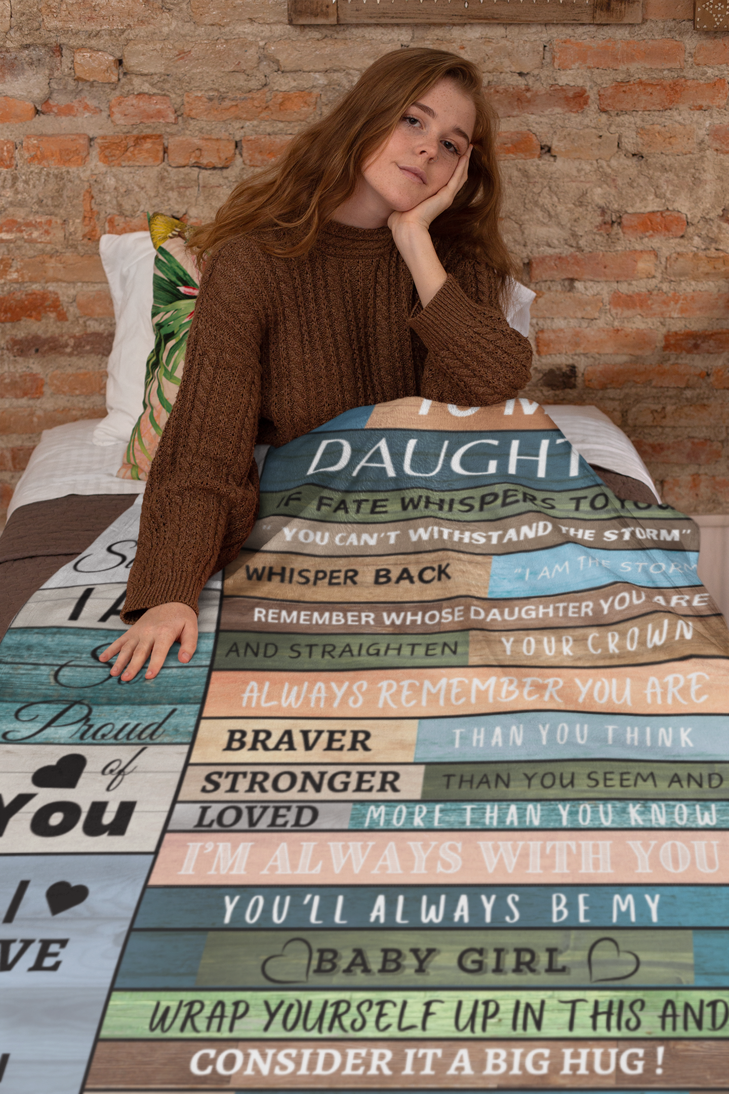 Daughter Wood Blue Blanket