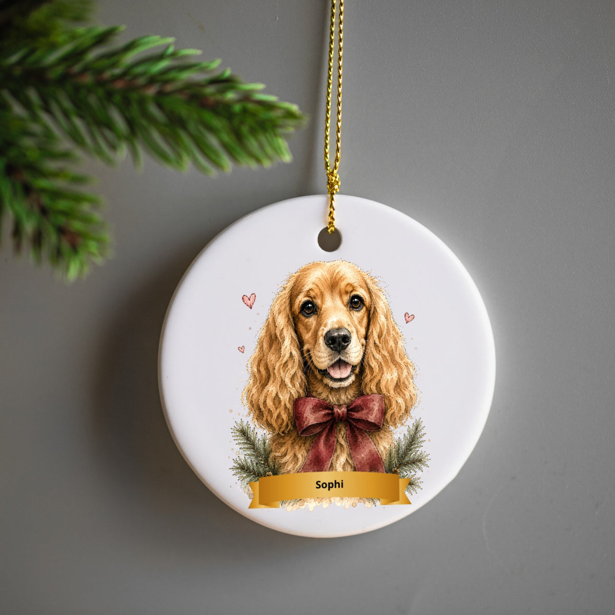 Personalized Winter Wonder Dog Christmas Ceramic Ornament