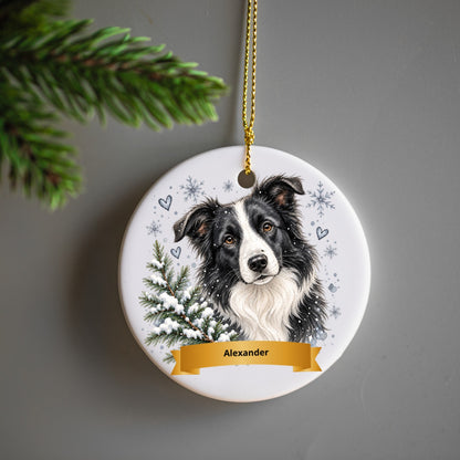 Personalized Winter Wonder Dog Christmas Ceramic Ornament