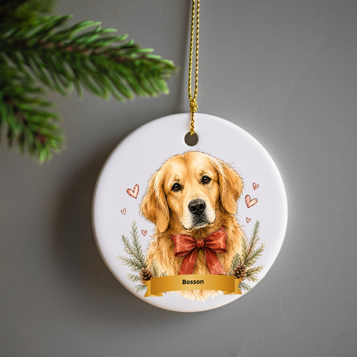 Personalized Winter Wonder Dog Christmas Ceramic Ornament