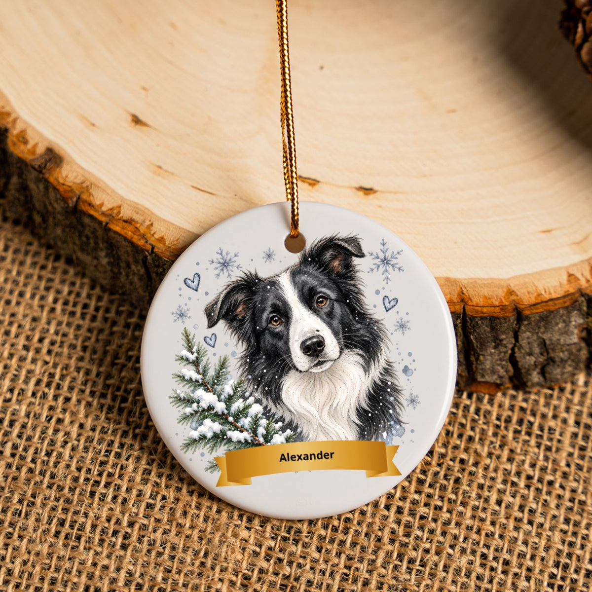 Personalized Winter Wonder Dog Christmas Ceramic Ornament