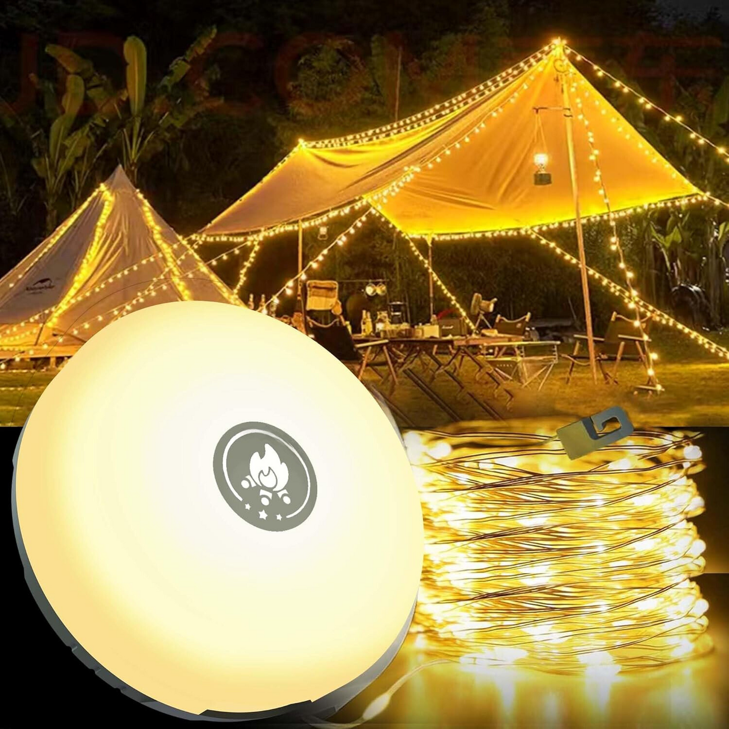 WanderLite™ Camping String Lights, Waterproof, Rechargeable, Battery pack