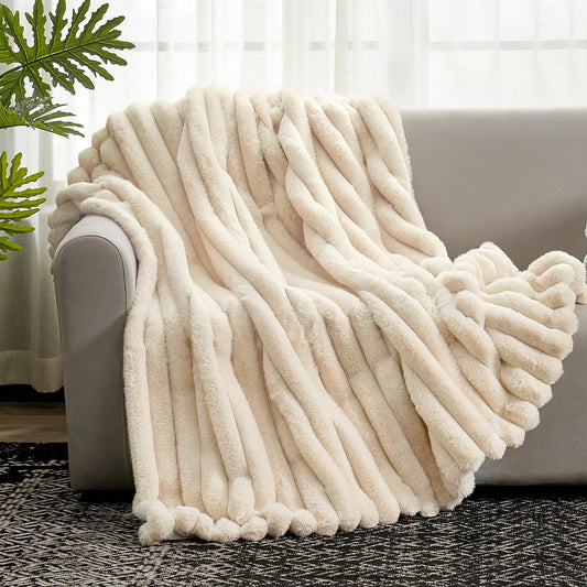 Cozy Bliss Striped Fuzzy Blanket