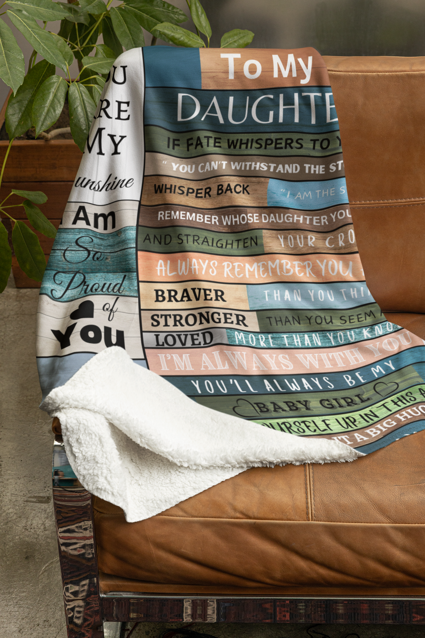 Daughter Wood Blue Blanket