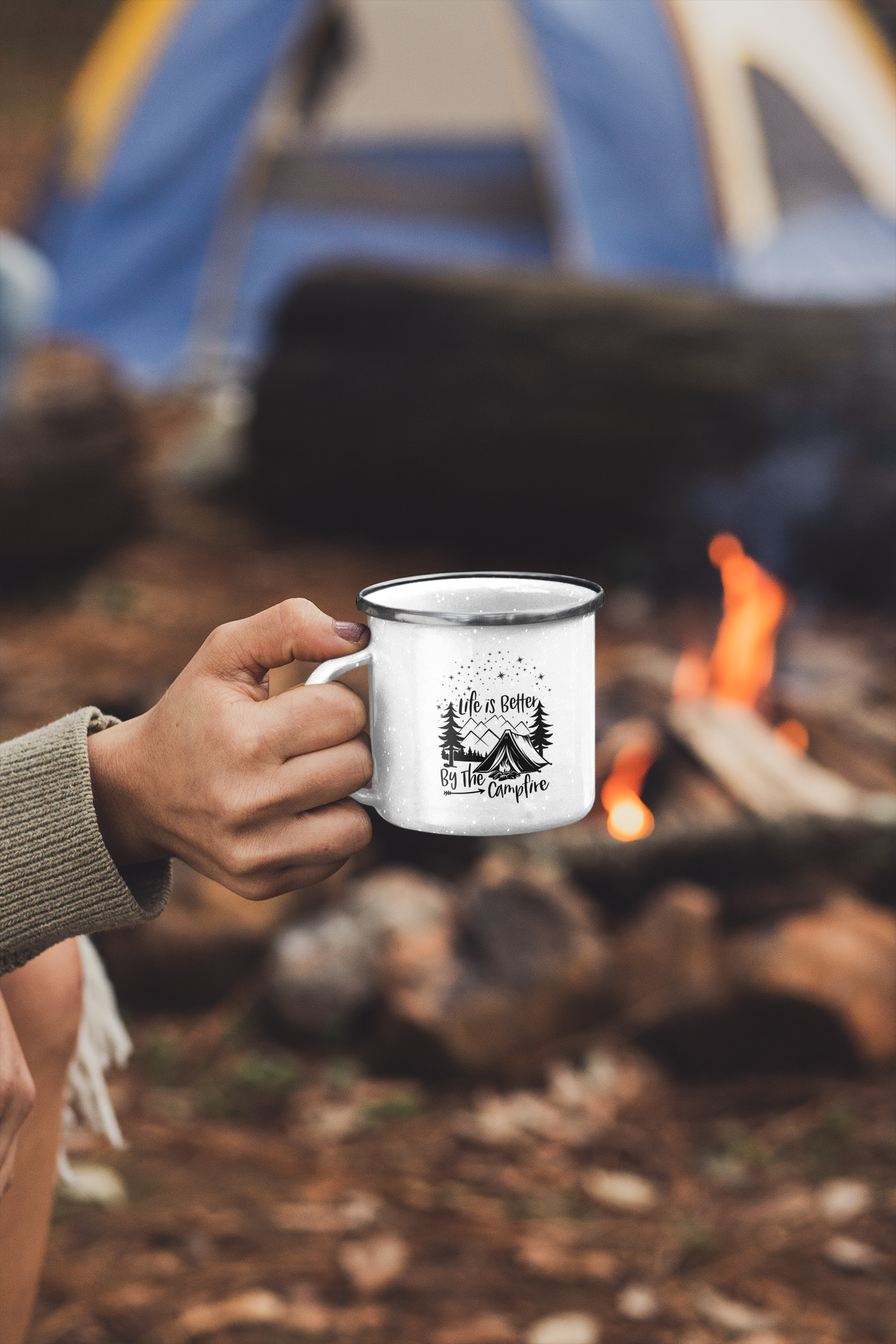 Life is Better by the Campfire Enamel Camping Mug